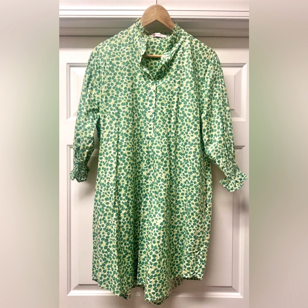 CARYN LAWN Green spotted shirt dress